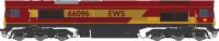 Class 66 66096 in EWS maroon & gold