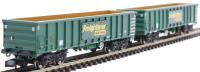 MJA mineral and aggregates twin bogie box wagon in Freightliner green -  502017 and 502018