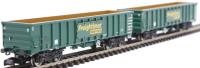 MJA mineral and aggregates twin bogie box wagon in Freightliner green - 502021 and 502022