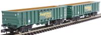 MJA mineral and aggregates twin bogie box wagon in Freightliner green -  502045 and 502046