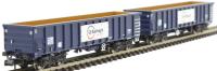 MJA mineral and aggregates twin bogie box wagon in GB Railfreight blue - 502023 and 502024 