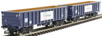 MJA mineral and aggregates twin bogie box wagon in GB Railfreight blue - 502025 and 502026