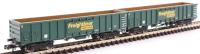 MJA mineral and aggregates twin bogie box wagon in Freightliner green - 502019 and 502020