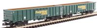 MJA mineral and aggregates twin bogie box wagon in Freightliner green - 502005 and 502006