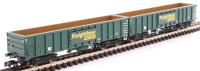 MJA mineral and aggregates twin bogie box wagon in Freightliner green - 502011 and 502012