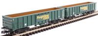 MJA mineral and aggregates twin bogie box wagon in Freightliner green - 502039 and 502040