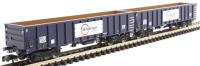 MJA mineral and aggregates twin bogie box wagon in GB Railfreight blue - 502009 and 502010