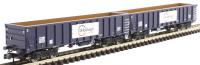 MJA mineral and aggregates twin bogie box wagon in GB Railfreight blue - 502027 and 502028