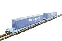 Pair of IKA Megafret wagons - 3368 4943 055 + 2 Stobart Rail containers