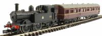 Class 14xx steam locomotive 1464 in BR early black & autocoach W191W in maroon