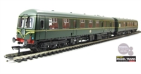 Class 105 2 Car Cravens DMU in BR green with speed whiskers "Cambridge/Harwich"
