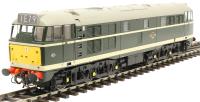 Class 31 in BR green with small yellow panels - unnumbered