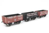3 'Coal Trader' 7 Plank Wagons - Wagon A) 49 in 'Blacks' Brown Livery, Wagon B) 2241 Wagon in 'Tinsley Park' Brown Livery, Wagon C) 3751 Wagon in 'Thorncliffe' Black Livery - Limited Edition for Rails of Sheffield