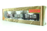 Set of 3 'Coal Trader' 7 Plank Wagons - Wagon A) 22 in 'Hartnell & Son' Black Livery, Wagon B) 1117 Wagon in 'Dunkerton' Grey Livery, Wagon C) 10 Wagon in 'Milton' Brown Livery