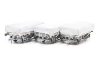 33-080T Set of three china clay wagons in BR buaxite with flat tarpaulin