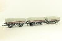 5-plank China Clay Wagon with Flat Tarpaulins in BR Bauxite - weathered - B743689, B743790 and B743804 - pack of 3 - Limited Edition for Kernow MRC
