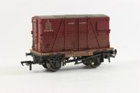 BR Conflat A B702326 in BR Brown Livery with Maroon Container BD6698B - Weathered