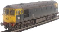 Class 33/0 33023 in BR blue with grey roof and orange cantrail stripe - weathered