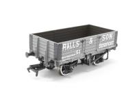 37-050X 5 Plank Wagon with Wooden Floor 51 in 'Ralls & Son' Grey Livery - Limted Edition of 504 Pieces for Buffers