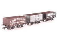 7 plank end door 3 wagon pack with 'Stuart Coal' 95, 'Victoria Coal Co.' 10, 'Cambrian' Black Livery 1410 - Limited Edition for Lord & Butler