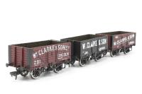 37-080U-Clarke Set of three 7-plank open wagons 'W.Clarke & Sons Ltd' - Special Edition for B&H Models