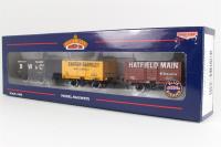 3 x 'Coal Trader' 7 Plank End Door Wagons, Wagon A) 1213 in 'Hatfield' Red Oxide Livery, Wagon B) 1708 in 'Barrow Barnsley' Yellow Livery, Wagon C) No Running Number in 'Bentley Colliery' Black Livery - Limited Edition for Geoffrey Allison