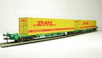 Intermodal bogie wagon with 2 45ft containers "DHL"