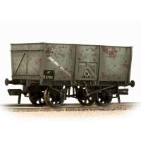 16 ton slope sided steel mineral wagon in BR grey - heavily weathered