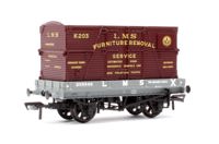 37-482 1 Plank Wagon LMS Grey Furniture Removal Service (with Crimson Container) No.209346