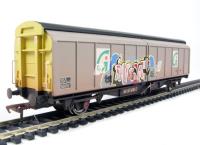46 Ton VGA sliding wall van in Railfreight livery - 210579 - weathered with graffiti