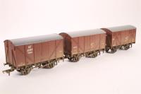 3 x 12 ton vans in BR Bauxite liveries with chalk markings, A) 12 Ton Ventlated Van W126723, B) 12 Ton Fruit Van W134201, Wagon C) 12 Ton Mogo Van W126773 - Limited Edition for Modelzone