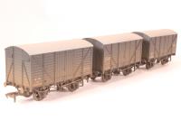 3 x 12 Ton Double Vent Vans, Wagon A) 142711, Wagon B) 142101, Wagon C) 133939 in GWR Grey Livery - Weathered with Chalk Marks - Limited Edition for Hereford Model Shop