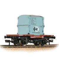 Conflat Wagon BR Bauxite (Early) With BR Ice Blue AF Container
