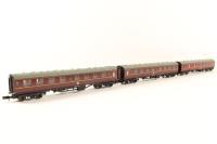 Set of three BR Mk 1 coaches (BR Maroon Brake Corridor Composite and 2 x BR Maroon Second Corridor) - Split from 370-100