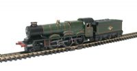 Castle Class 4-6-0 4080 'Powderham Castle' with double chimney in BR green with late crest