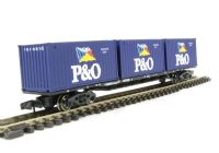 63ft bogie wagon with 3 20ft containers "P&O"