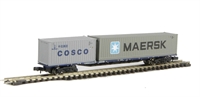 63ft bogie wagon with 20ft & 40ft container 'Cosco & Maersk'