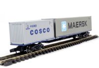 63ft bogie wagon with 20ft "Cosco" container and 40ft "Maersk" container