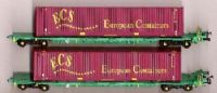 2 Intermodal bogie wagons with 2 45ft containers "ECS"