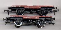 Pair of conflat wagons B737642 & B709437 in BR bauxite