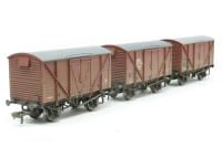 3 x BR Condemned Weathered Vans, 12 Ton BR Plywood Vent Van 042130 in BR Brown Livery (Late), 12 Ton BR Planked Vent Van 041478 in BR Bauxite Livery (Late), 12 Ton BR Plywood Fruit Van 096047 in BR Bauxite Livery (Late) - Limited Edition for Modelzone