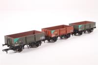 3 x 13 Ton ZGV Departmental Steel High Sided Open Wagon with Chain Pockets - DE281921 in Bauxite, DE294009 & DE282529 in Olive Green - Collectors Club Limited Edition 2010/11