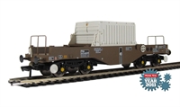 FNA nuclear flask wagon with flat floor & round buffers in standard buff livery