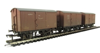 Pack of 3 12 ton ventilated vans in BR bauxite (early) - weathered