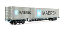 Classic freightliner bogie wagon. Single "inner" FFA flat with 1 * 20' & 1 * 40' maritime containers