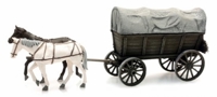 387.285 Horse-Drawn Farm Wagon with Tarp and Accessories (2 Horses)