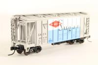 38787 2-bay centerflow airslide covered hopper of Diamond Sugar - grey & white & blue & red 45018