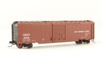 38944 50' single door boxcar of the Gulf Mobile & Ohio - brown & white & black 9599