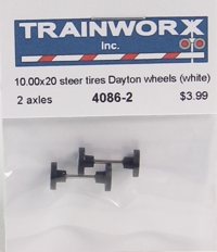 4086-2 Truck Wheels and Tires 10.00 x 20 Steer Tires on White Dayton Wheels (2-Axles) 4086-2 Truck Wheels and Tires 10.00 x 20 Steer Tires on White Dayton Wheels (2-Axles)