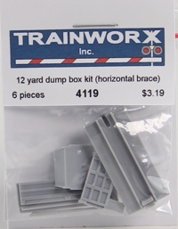 4119 Trainwork Dump Box Kit with Horizontal Bracing (Undecorated) 4119 Trainwork Dump Box Kit with Horizontal Bracing (Undecorated)